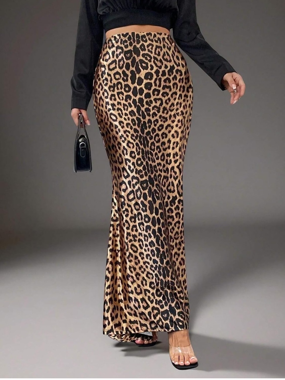 Leopard Print Maxi Skirt - Animal Print Long Skirt Sz Small
